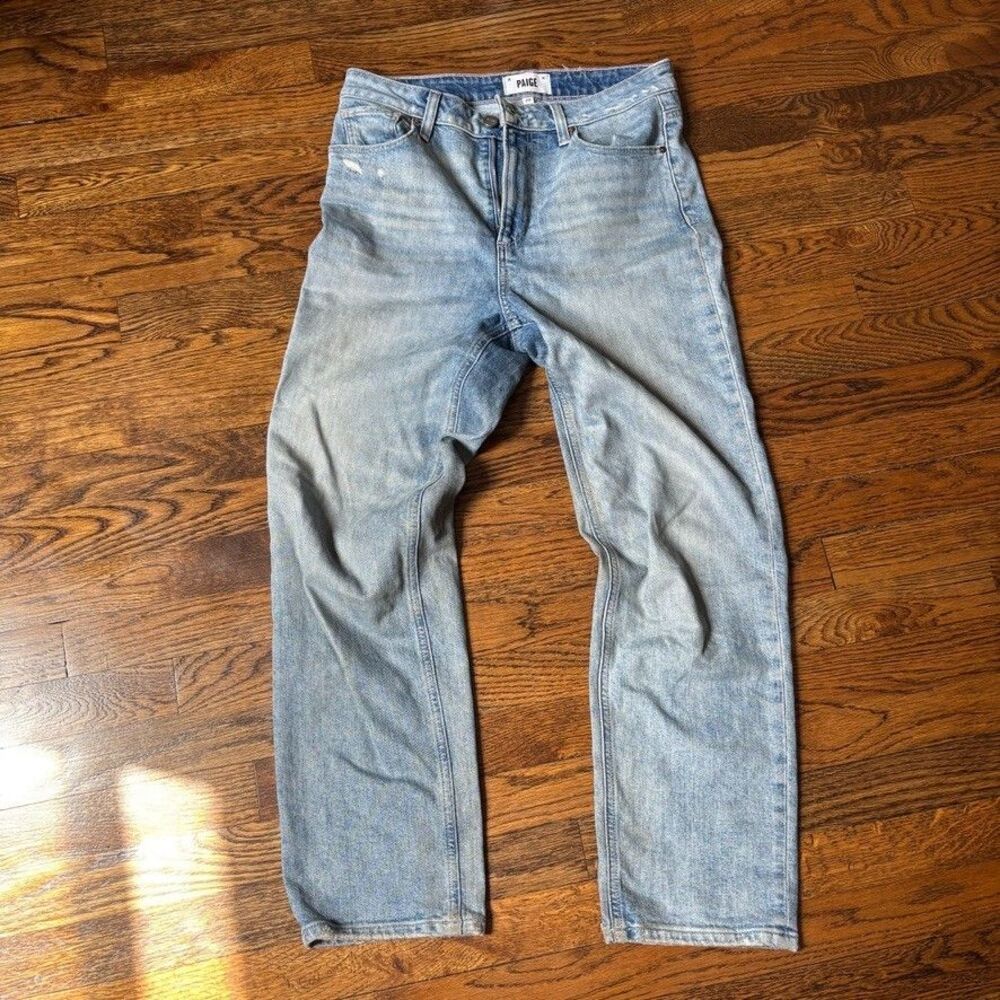 Paige Sarah Straight Ankle Jeans Light Wash Distressed Size 28 High Rise
